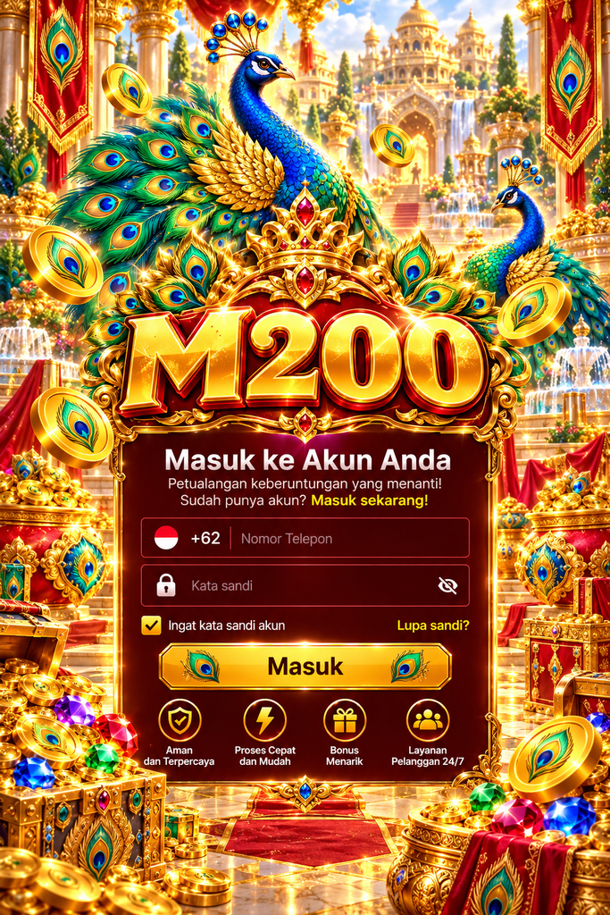 Login M200 bertema merak emas
